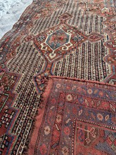 Antique Persian Qashqai Tribal Rug 4x6 Handmade Wool Carpet Circa 1900 Cleaned