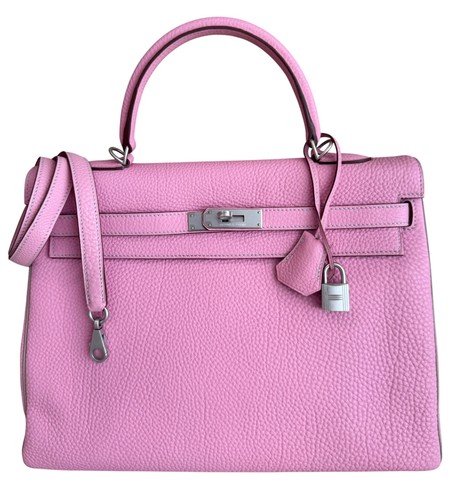 Hermes Kelly 35  Special Order Bubblegum Gray Togo Leather Brushed Palladium