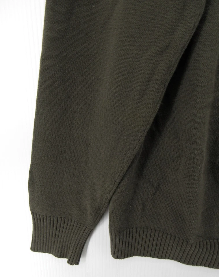 Suéter DE COLECCIÓN Calvin Klein Hombres Pequeño Pullover Verde 1/4 Cremallera Acanalado Tejido Y2K Foto 3 de 4