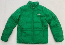 boys north face puffer jacket 14/16 Green 550 Down Filled 1 Tiny Repair B28