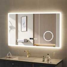 LED Bathroom Mirror With Dimmable 3 Color Lights Shaver USB Socket Demister IP44