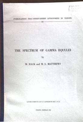 The Spectrum of Gamma Equulei; Publicazioni dell'Osservatorio Astronomico di Tri