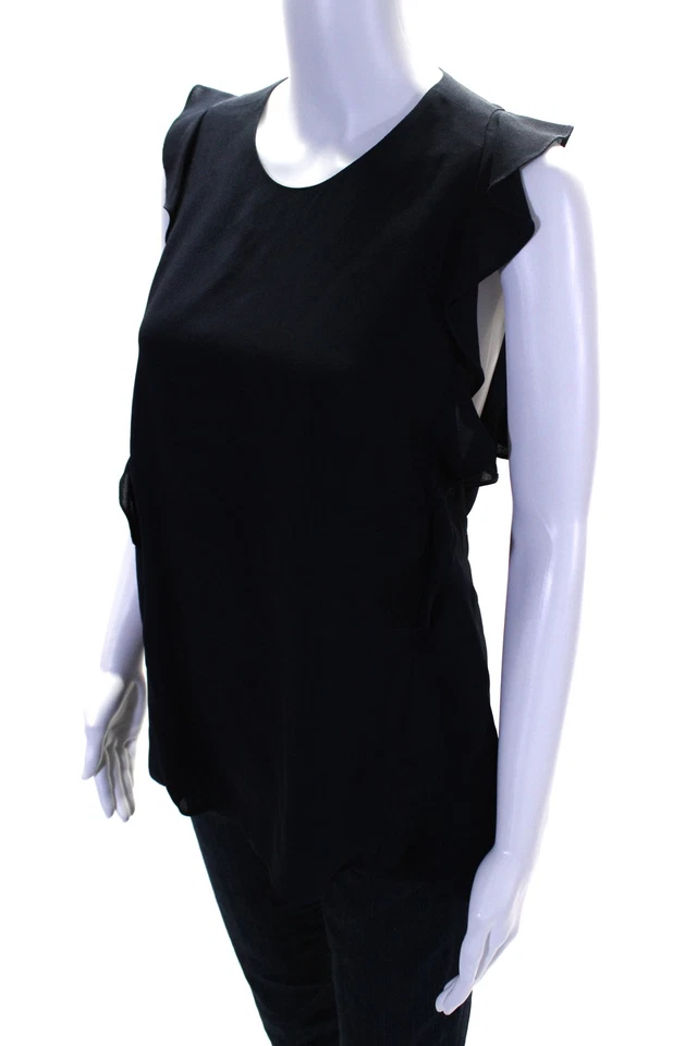 Blusa sin mangas con volantes y sin mangas con cremallera cuello redondo talla azul marino talla 36 EUR talla Foto 2 de 4