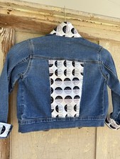Custom Denim Jacket with Designer Patterned Back Panel and Collar