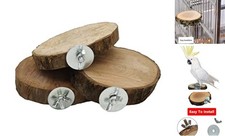 Perch Platform for Bird Cage,Natural Round Wooden Stand Platform Bird Toy for