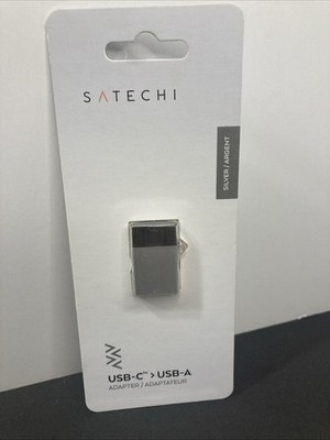 New Satechi Aluminum USB 3.0 Type-C to Type-A Adapter, Silver #ST-TCUAS