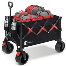 Collapsible Wagon Cart with 440lbs Weight Capacity, Heavy Duty Foldable Wagon...
