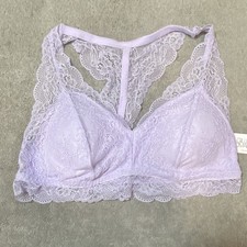 Purple Lace Racerback Bralette Bra Wireless Pullover Floral L 4072 0121