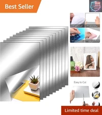10-Piece Self-Adhesive Non-Glass Mirror Tiles for Elegant Wall Decor - 6x9 In