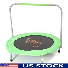 Kids 36 Inch Round Trampoline Frog Jump Mat Padded Handlebar Safe Fun Bouncer US