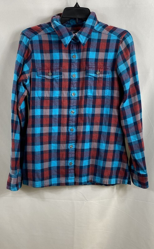 Patagonia Women's Blue Red Plaid Organic Cotton Flannel Button Down Shirt Sz 6