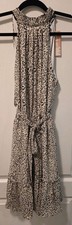 BTFBM sleeveless dress, white & black cheetah animal print w/ ruffled hem Size-S