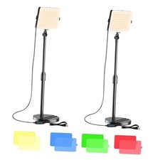 2-Pack LED Video Light with Stand, Home Studio Back Lights, Photo Lights Black