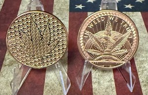 LOT of 2-"HIDDEN LEAF 420 & IN WEED WE TRUST 420 "-1 oz each .999 Copper Round