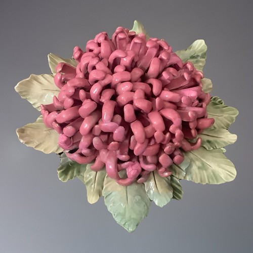 Fleur Chrysanthème Barbotine Céramique Murale Fait Main France 1940-60 - Picture 2 of 8