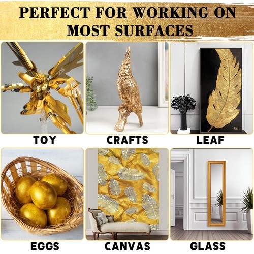 Brohood Gold Leaf Paint, 100ml Water-Based Metallic Acrylic Paint, Golden Acr... - Picture 6 of 7
