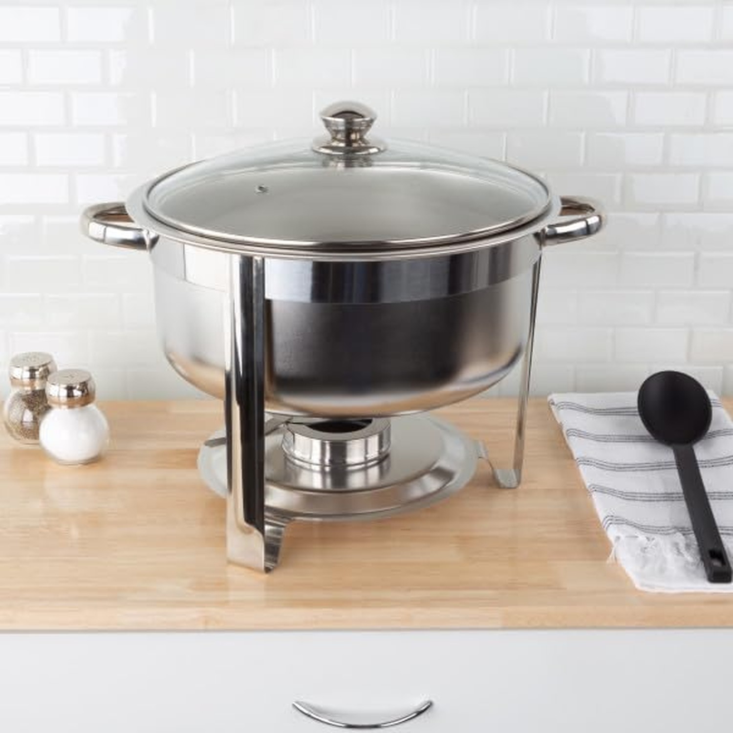 Round 7.5 QT Chafing Dish Buffet Set - Includes Water Pan, Food Pan, Fuel Hol...