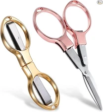 2Pcs Metal Folding Scissors, Portable Safety Small Travel Scissors Retractable P
