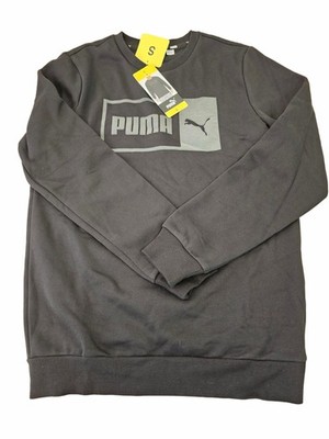 SMALL - BLACK - PUMA Men's Pullover Split Graphic Logo Crewneck Sweatshirt