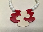 Vintage 60’s Red White Plastic Puzzle Necklace MOD Pop Art Statement Necklace — photo 4