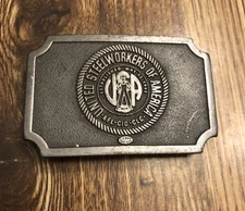 United States Steel Workers of America AFL-CIO Union Belt Buckle Silver Color