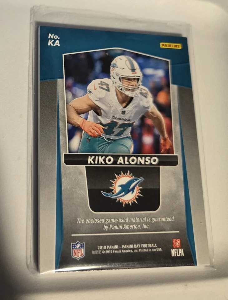2019 Panini Day Kiko Alonso cracked ice game used football patch relic 10/25 - Image 2 of 2