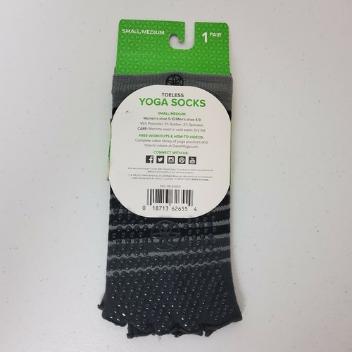 Gaiam Yoga-Socken ohne Zehen Small/Medium grau schwarz Damen 5-10 Herren 4-9 - Bild 2 von 4