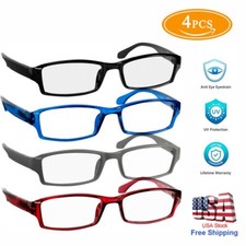 4 Pairs Women Reading Glasses Oversized - Anti Blue UV Fatigue Computer Readers