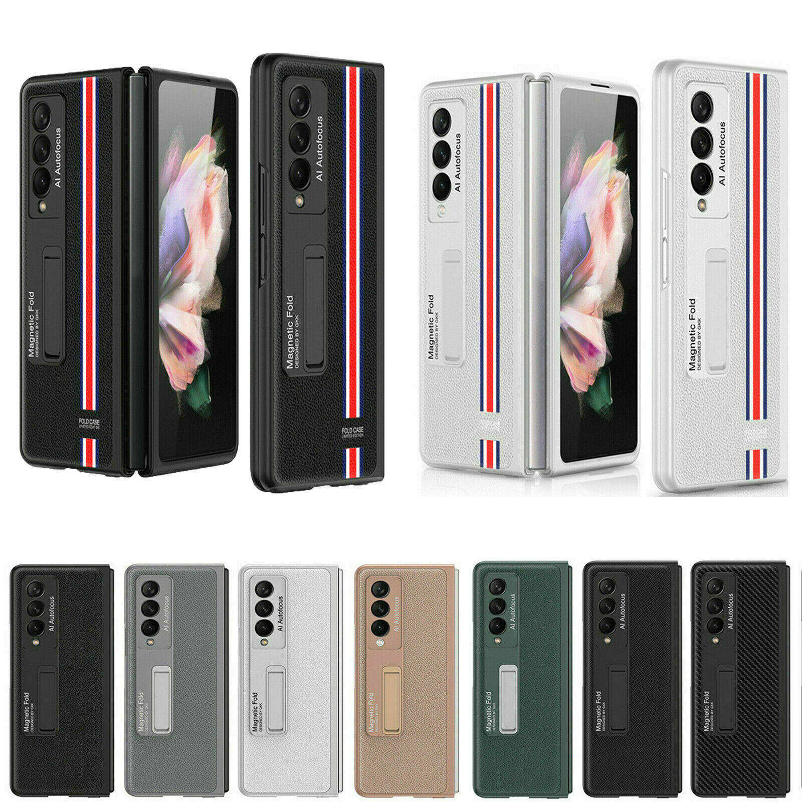 Samsung Galaxy Z Fold 6 5 4 3 2 5G Shockproof Luxury PU Leather Protective Case-image