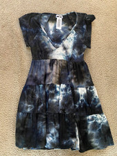 Urban Outfitters Women’s Size Small Mini Dress Blk Bl space Print Button Front