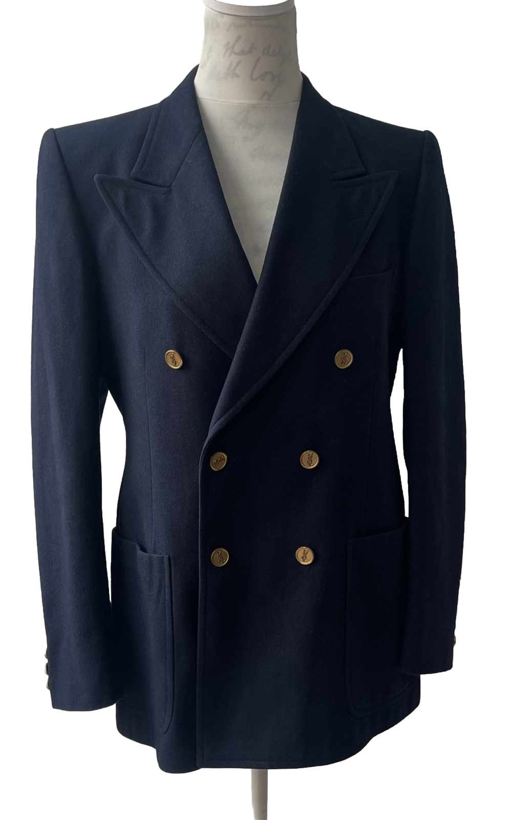 YVES SAINT LAURENT Giacca Blu Navy Blazer Lana Vintage