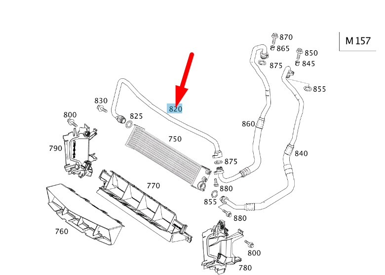 MB E W212 AMG Oil Cooler To Separation Point Oil Line A2185000972