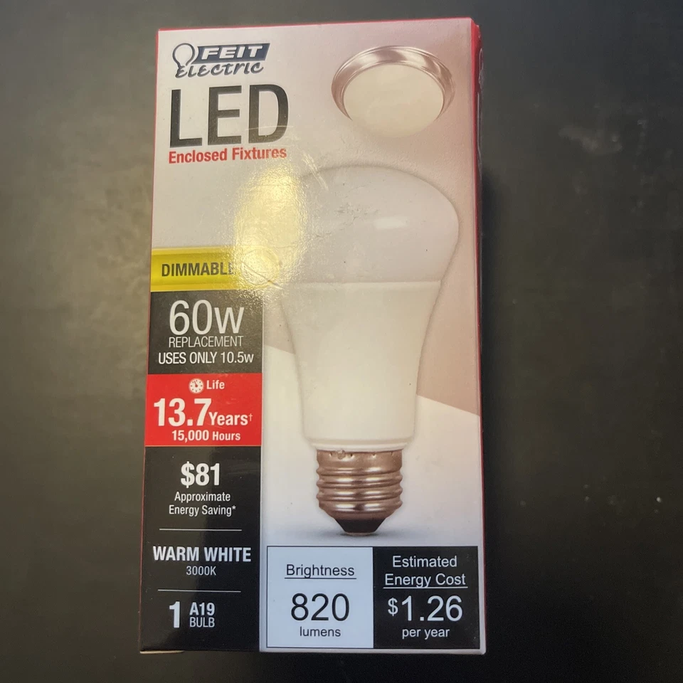 Feit Electric Dimmable A19 E26 LED Bulb Warm White 60 Watt Replacement 1 Bulb - Image 2 of 4