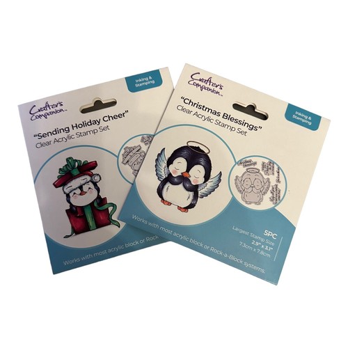 Crafters Companion Bundle of 2 Stamp Packs Penguin Christmas Bless
