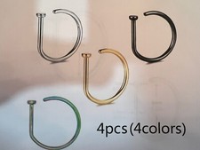 4pcs 4-colors  FAKE NOSE PIERCING RINGS TRY IT FIRST BEFORE YOU PIERCE.