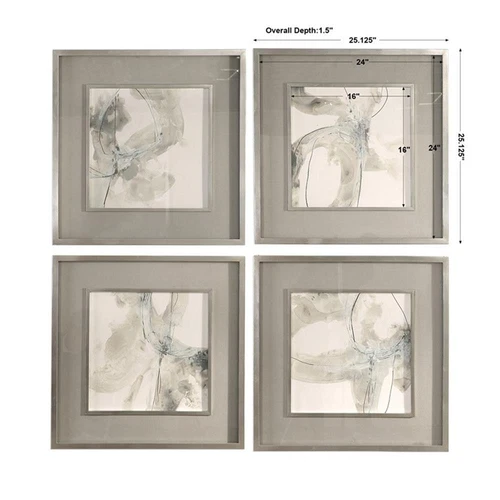 Uttermost Divination Wood Glass Paper Abstract Art in Gray/Off White (Set of 4) - Picture 7 of 7