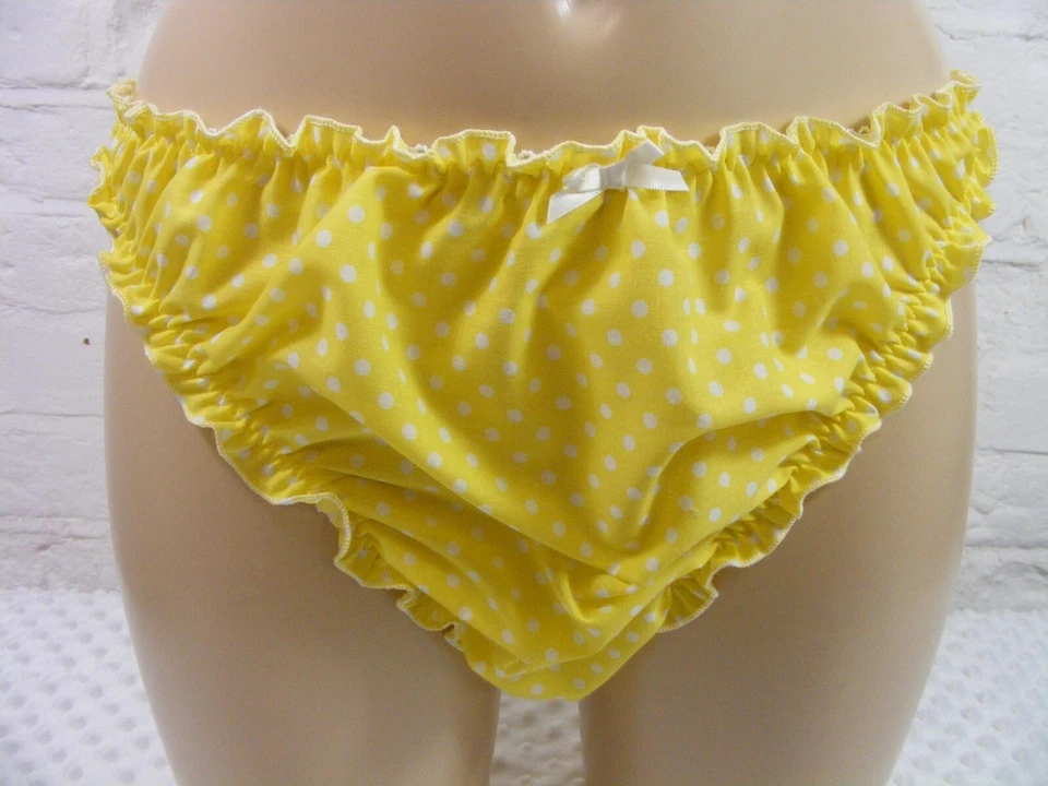 sissy yellow spotted scrunch butt  panties mens sexy knickers cd - Image 2 of 2