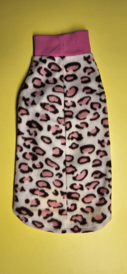 Stylish Pink Leopard Print Fleece Sweater for Cats & Small Dogs - Size Large - Image 3 of 4