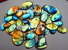 Certified Labradorite Oval 250CT Natural Bulk Lot Multi Fire Cabochon Gemstone