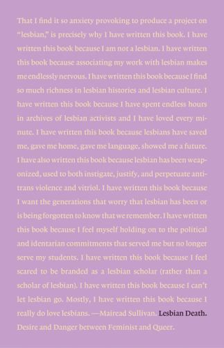 Lesbian Death : Desire and Danger Between Feminist and Queer by Mairead ...