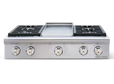 American Range ARSCT-364GD, 36 Inch. Cooktop NG 4 Burner & Griddle, stainless st