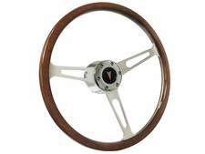 1955-68 Pontiac 6-bolt 15 Deluxe Classic Walnut Wood Steering Wheel Kit Arrow