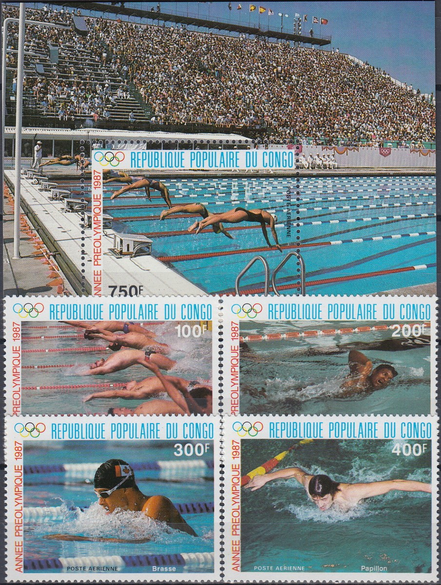 Congo Fr Set S/S Olympic Games Seoul '88 Swimming 1987 MNH-18 - Main Image