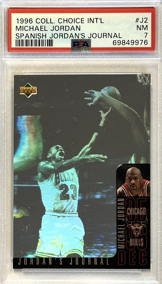 TARJETA DE BALONCESTO MICHAEL JORDAN PSA 7 1996 ELECCIÓN DE COLECCIONISTAS INT’L ESPAÑOL N COMO NUEVO Foto 2 de 4