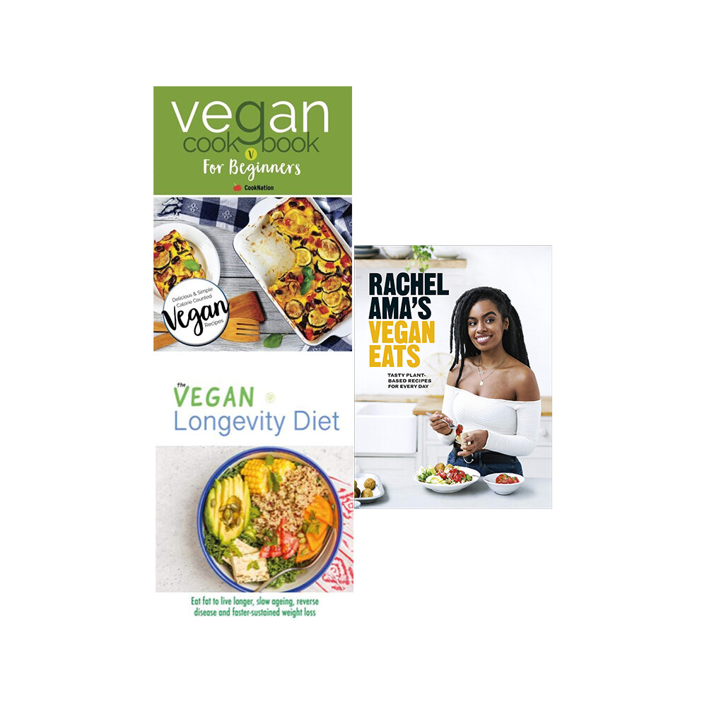 Rachel Ama’s Vegan Eats (HB),Vegan Longevity Diet,Vegan Cookbook 3 Books Set