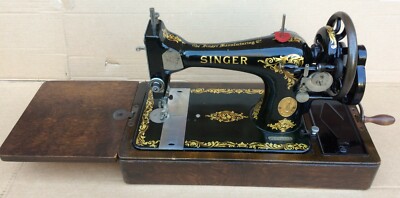 Antique Singer 128K Hand Crank Sewing Machine with Rococo decals