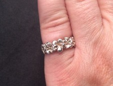  Pretty Sterling Silver Spring 3D Flowers Band Ring Sz 5