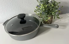 Geoffrey Zakarian 9” Non-Stick Cast Iron Frying Pan Titanium-Infused Ceramic Blu