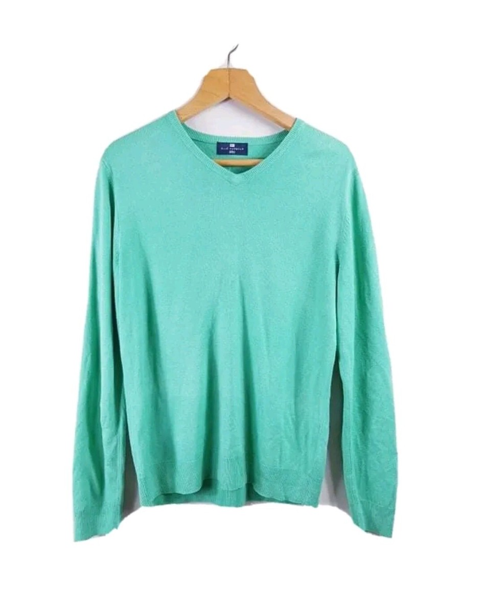 MARKS SPENCER Green Harbour Men's V-Neck Jumper Green Casual