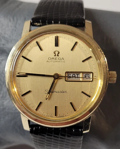 1960s Omega Seamaster 35mm Cal.1020 Day & Date Automatic Men's Watch Working
